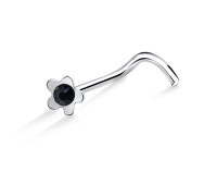 Flower Shaped Silver Curved Nose Stud NSKB-141